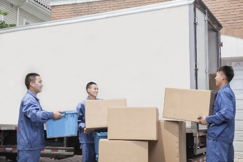 Office move day with desks and boxes being delivered to a new Barnet workplace