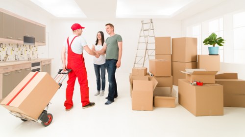 Barnet removal van helping with furniture and box transport