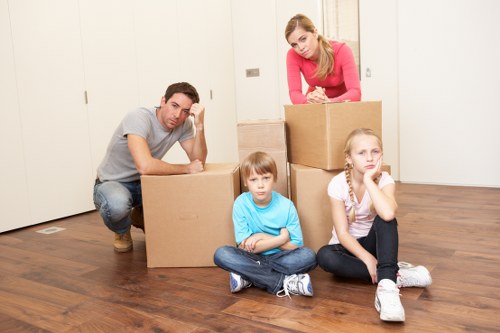 Barnet move example with boxes and furniture in a family home