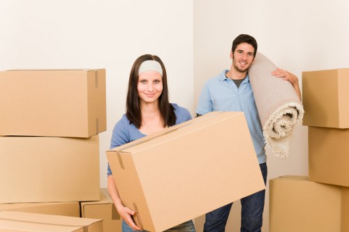 Professional moving truck service loading furniture safely